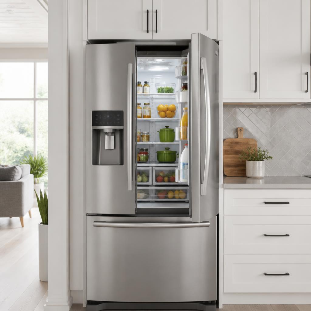 Stainless steel french-door refrigerator repaired and running